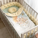 Paturica bebe din satin si velur cu pilota Lion crem (6)